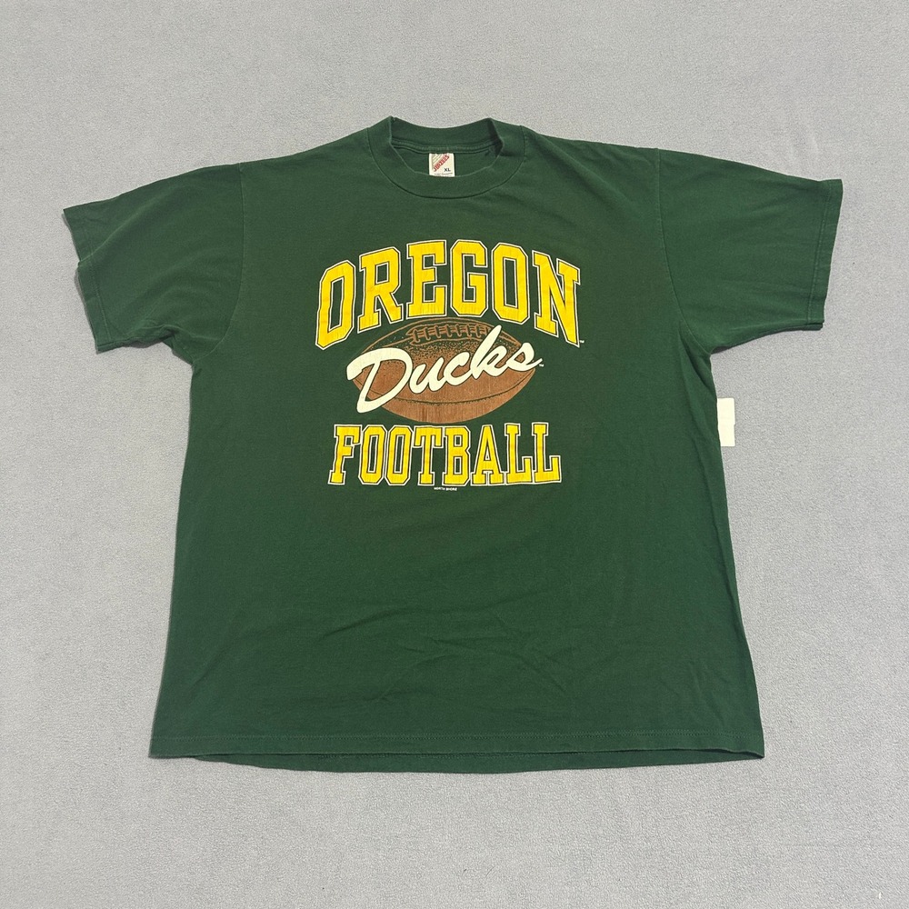 Vintage 90s Oregon Ducks Football T-Shirt Jerzees XL USA Made 100% Cotton